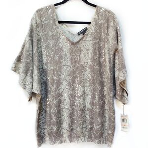INC Sequin Snake Print Sweater Dolman Sleeves